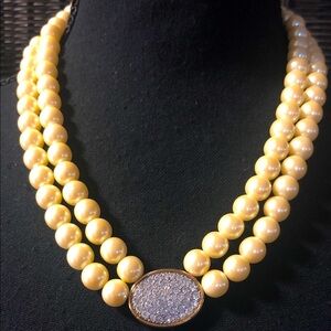 Avon Cream Pearl Necklace with Gold and Silver Accents